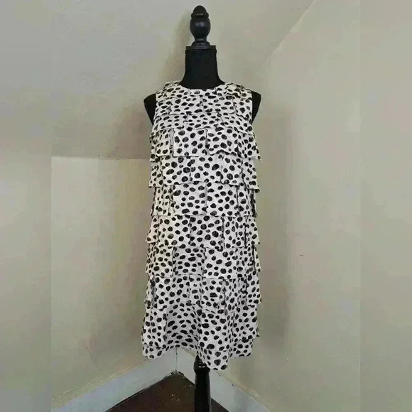 3.1 Phillip Lim Tiered Ruffle Mini Dress Cheetah Print Cotton Jersey Size S - Picture 2 of 11